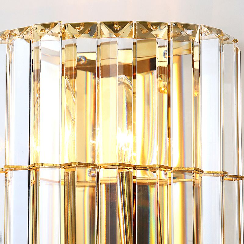 Diconce de pared de oro de acero inoxidable en una lámpara de pared cilíndrica de cristal de estilo romántico moderno para dormitorio