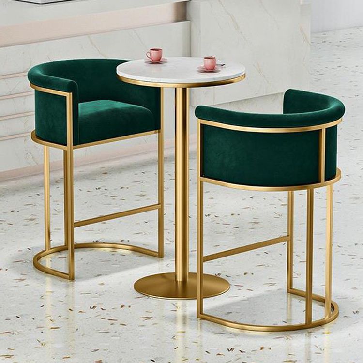 Glam Low Back Dining Stools Bucket Bar Stools with Metal Legs