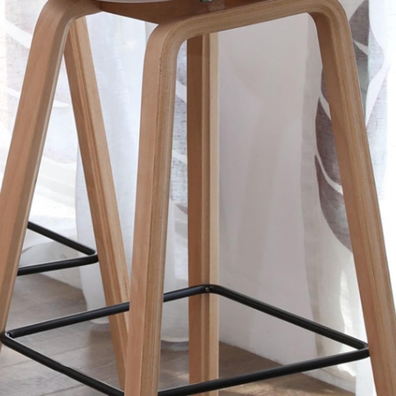 Taburete de bar sin brazos con respaldo moderno, taburete de bar de madera para el hogar con asiento de plástico