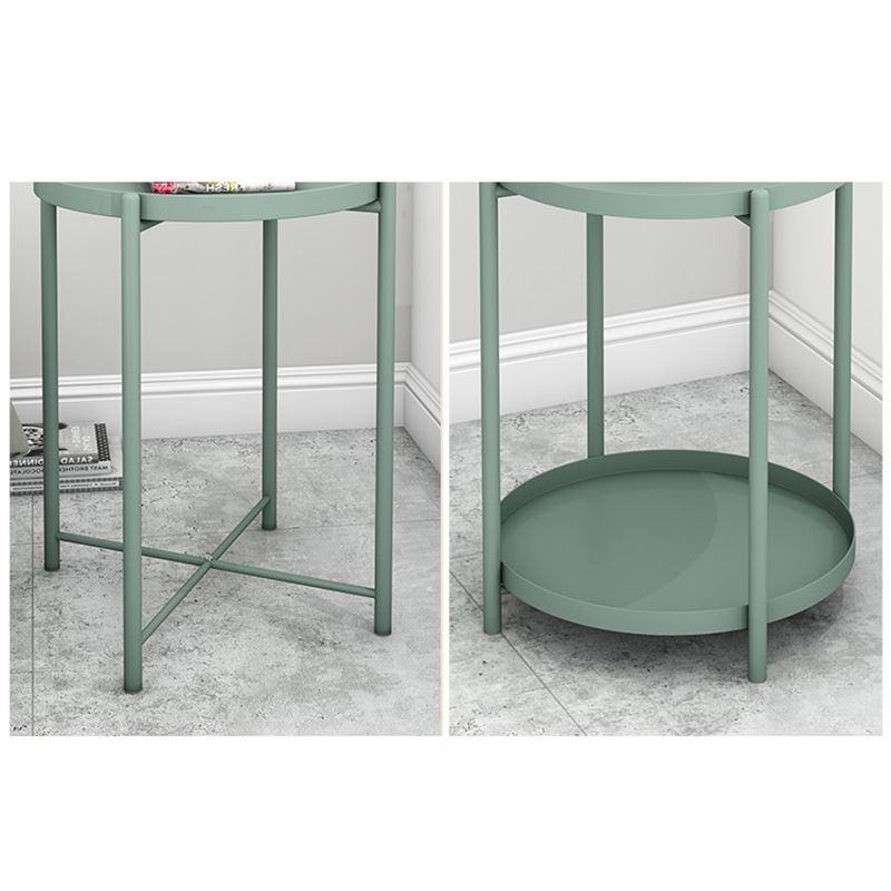 Mid-Century Metal Corner Table Tray Top Round Side End Table