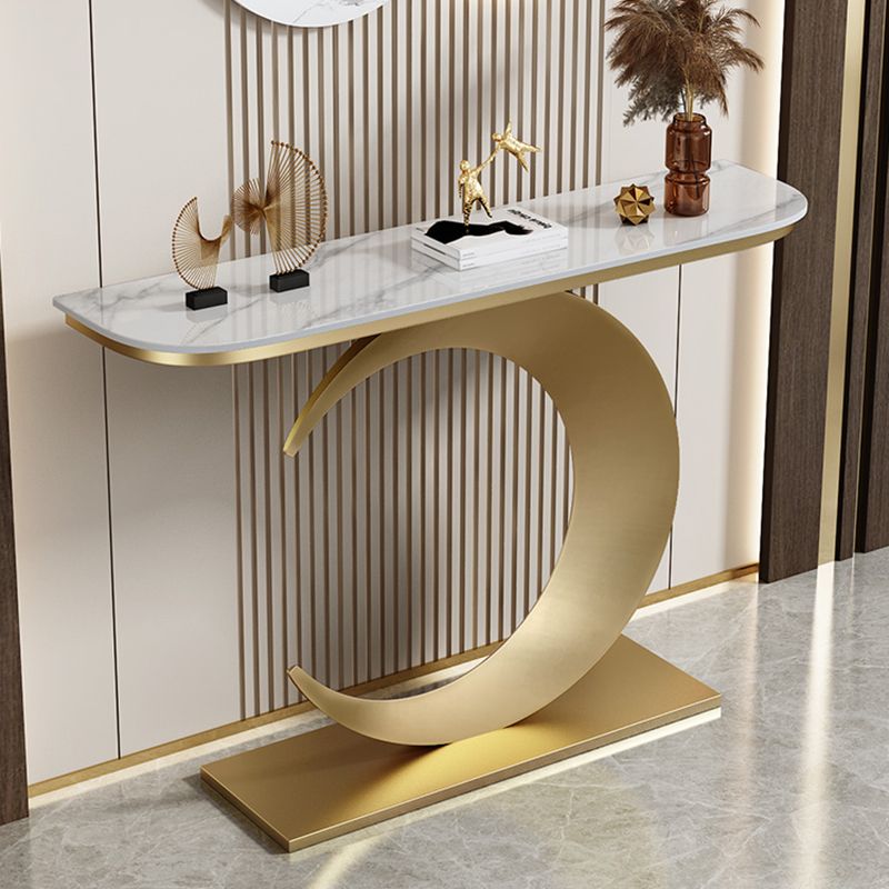 Marble Glam Console Accent Table Antique Finish Sofa Console Table
