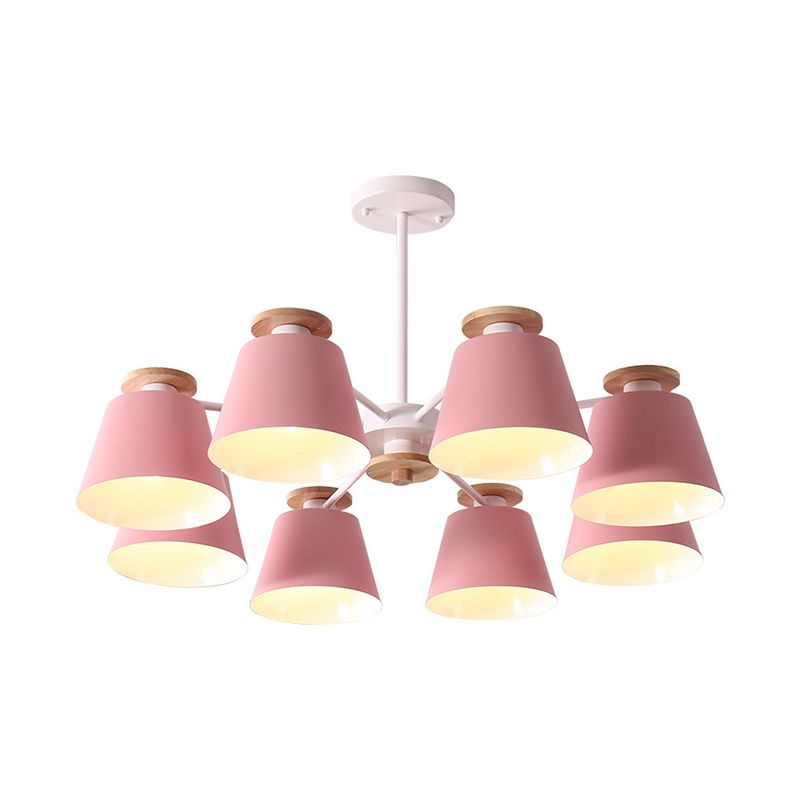 Macaron Trifle tasse en forme de lustre en forme de lustre métallique Plafond Plafant Pendre avec déco en bois