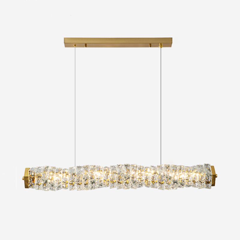 Single Modernism Golden Ceiling Light LED Crystal Kitchen Island Lighting