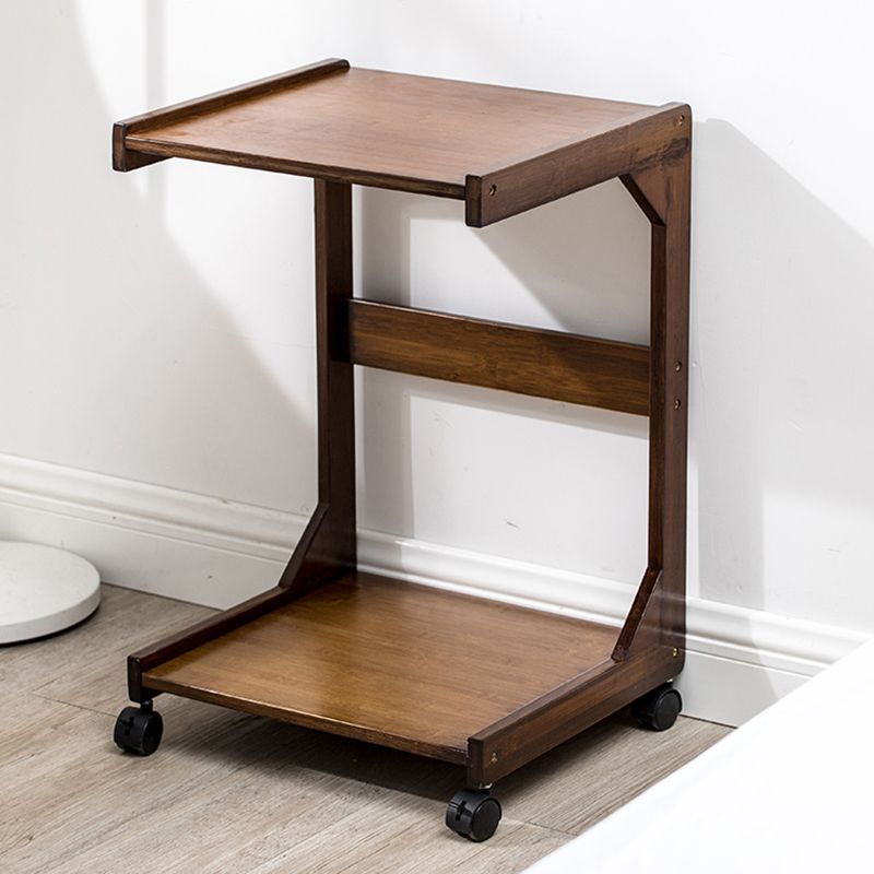 Walnut/Natural Wood End Table 24.8-In H Shelf Included Side Table with Casters