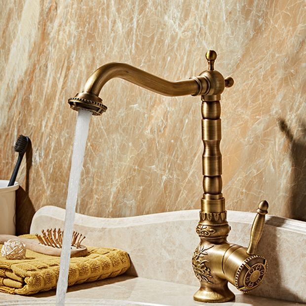 Brass Traditional Wide Spread Bathroom Faucet Lever Lavatory Faucet