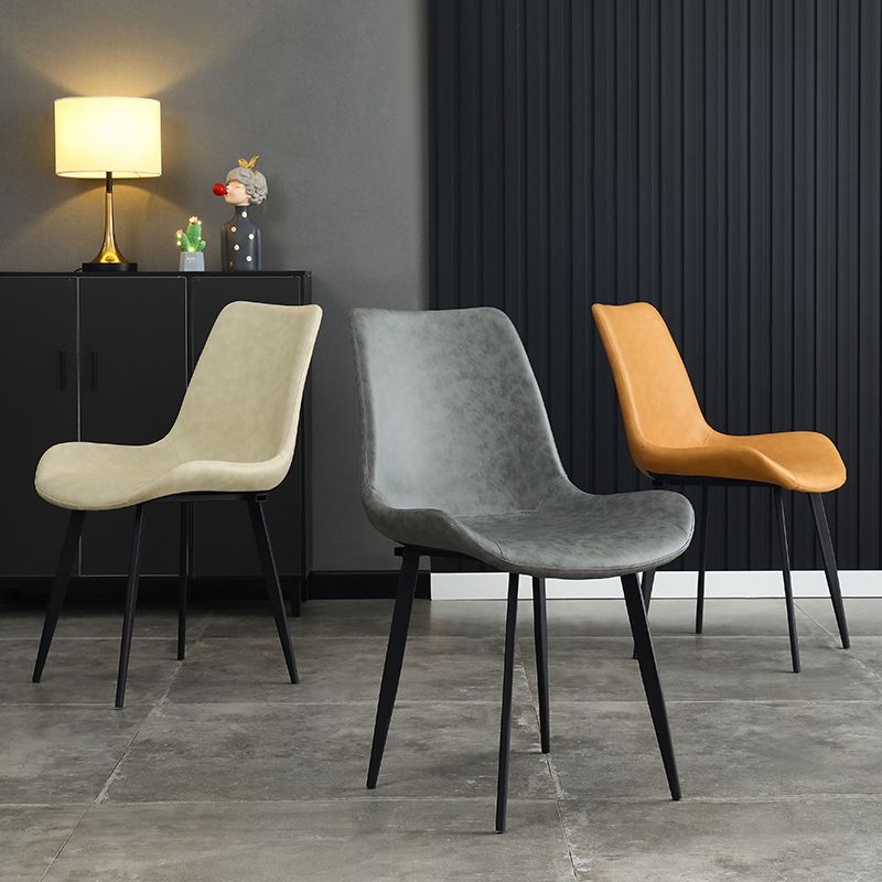 Accueil Chaise de salle à manger contemporaine avec accoudoirs et dossier solide en métal (Ensemble de 4)