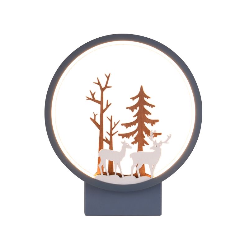 Aprílico Anillo de pared Spl donce con Luz de pared contemporánea de dormitorio infantil de Ciervos Forestales