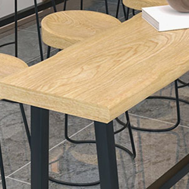 Industrial Rectangle Solid Wood Top Bar Table Set 1/5/9 Pieces Counter Table with Stools