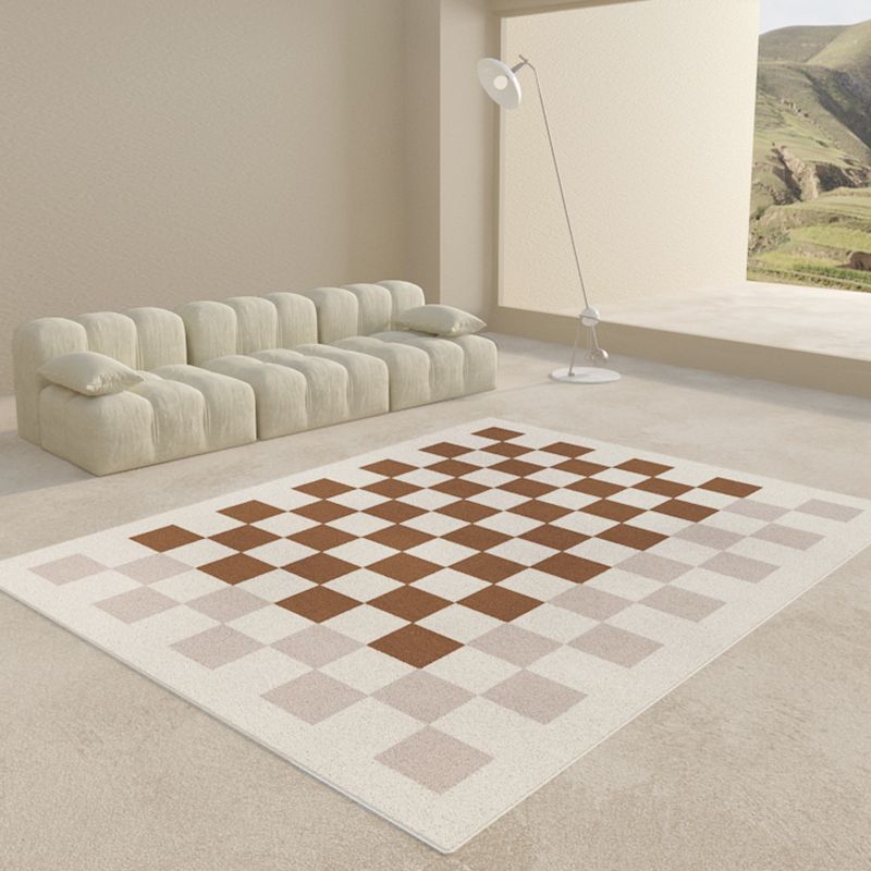 Multicolor Gingham Print Rug Polyester Carpet Trendy Anti-Slip Backing Indoor Rug for Living Room