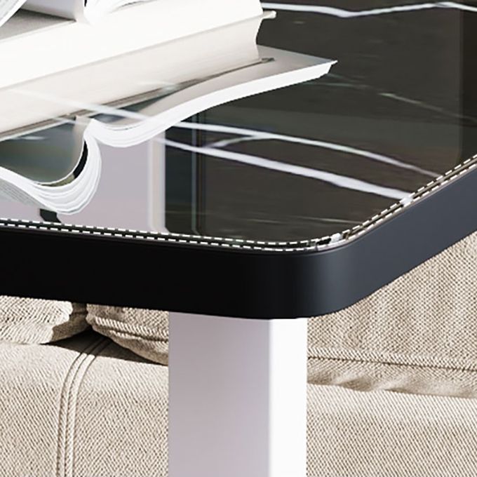 Modern 4 Legs Rectangular Coffee Table with Casters Cocktail Table in Black/White