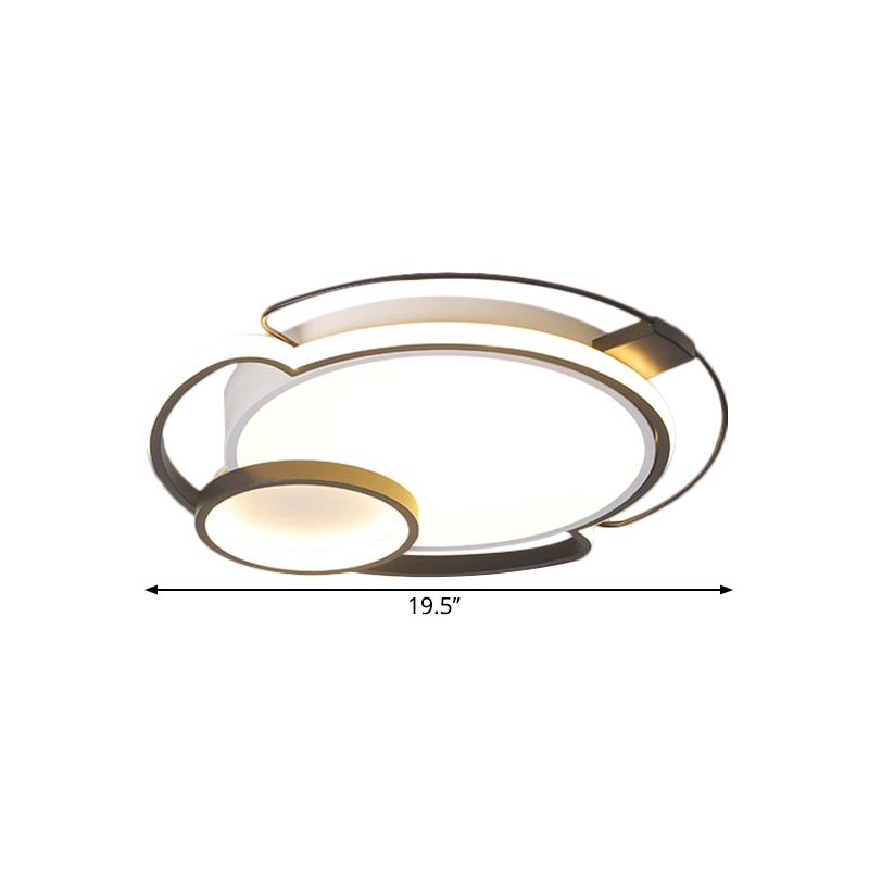 Black Round Flush Light Fixture Contemporary LED Metallic Flush Mount Lamp for Bedroom