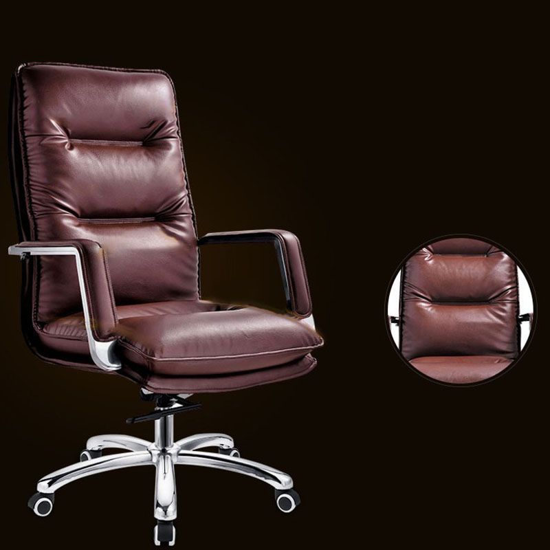 Modern Fixed Arms Chair Leather Management Office Chair with Wheels