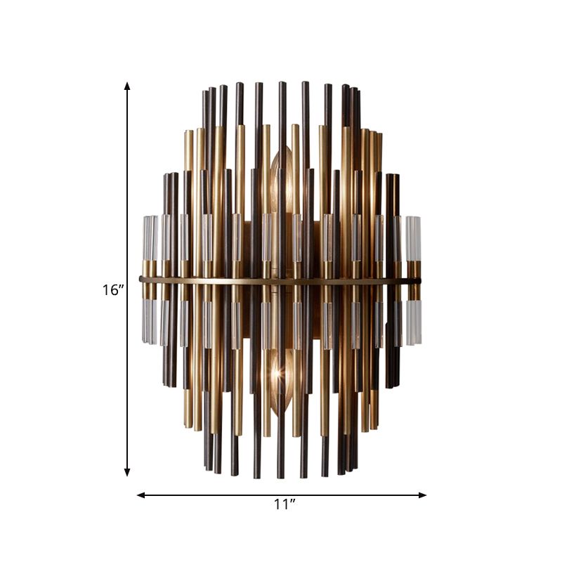 Chrome/Black Tiered Tubular Wall Mounted Lamp Retro Metallic 1 Light Wall Sconce Lighting