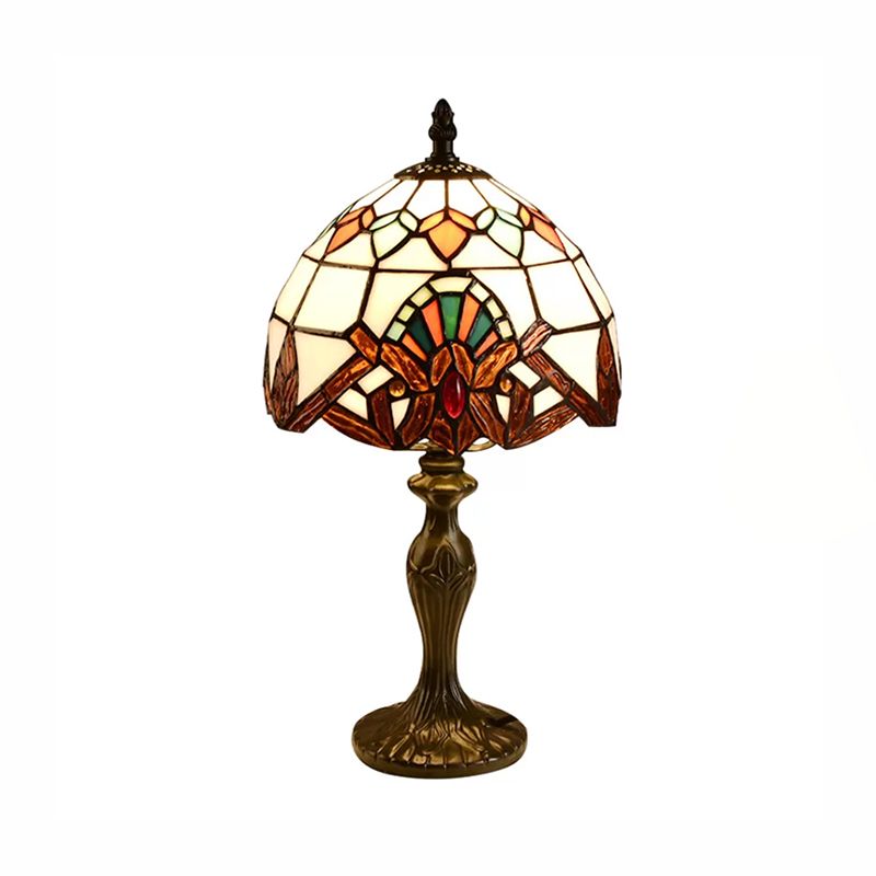 1 Licht 6 "/8" W gewölbte Tischlampe Barockstil Buntglas Schlafzimmer Tischbeleuchtung in Blau/Braun