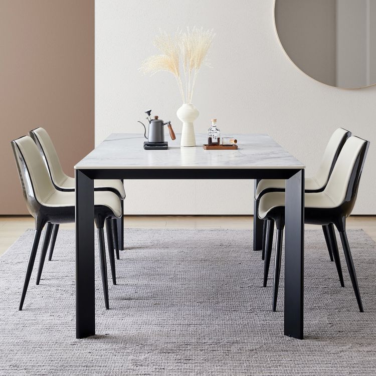 1/3/4/5/7 PCS Metal Modern Dining Room Ensemble avec table rectangle et chaises