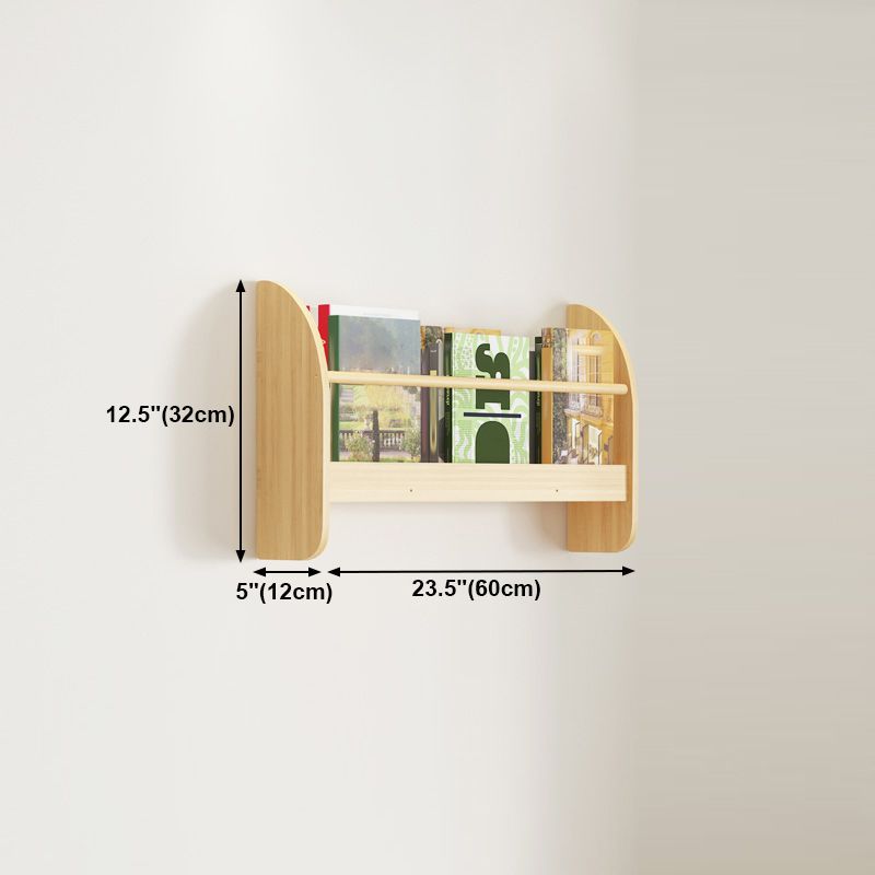 Wood Floating Bookcase Contemporary Style Wall Mounted Book Shelf