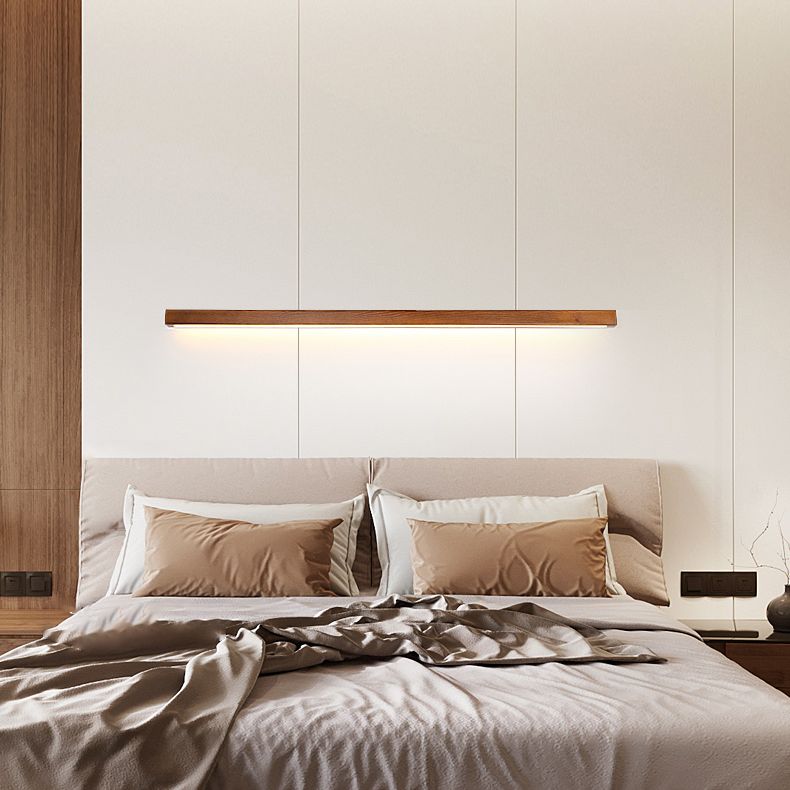 Linear Wooden Flush Mount Wall Lamp Nordic LED Wall Light Fixture for Living Room