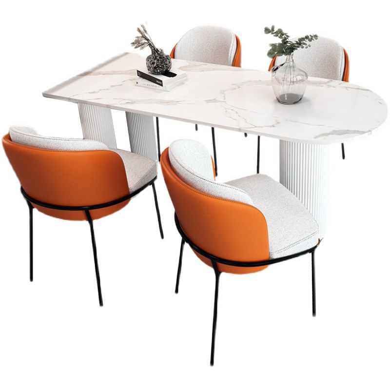 Mesa de comedor blanca de forma gratuita Mesa de piedra sinterizada estilo de lujo con 3 patas