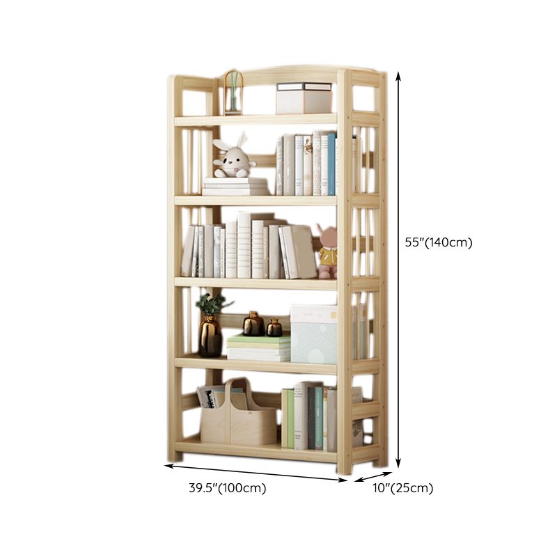 Scandinavian Standard Kids Bookcase Natural Solid Wood Freestanding Shelf