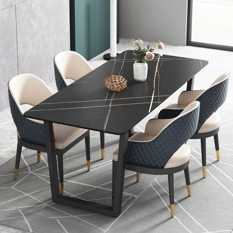 Modern 1/5 Pieces Dining Set Rectangle Stone Dining Table Set for Living Room