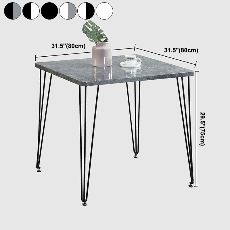 Square Sintered Stone Three-Color Dining Table Industrial 4 Legs Table for Dining Room