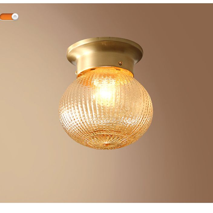 Gold Round Flush Mount Ceiling Light Fixture Modern Style Glass Flush Ceiling Light Fixture