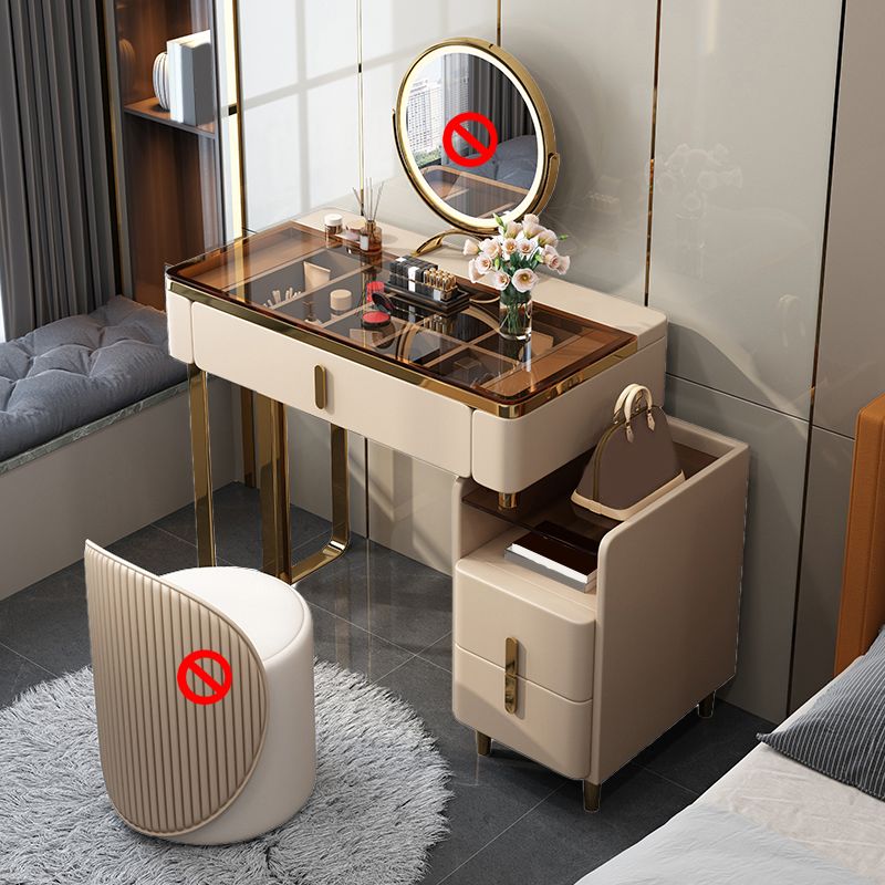 15.74" Wide Makeup Counter Solid Wood Frame Vanity Tables with Storage Drawers