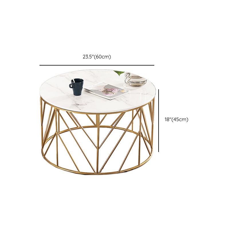 Frame Glam Cocktail Table Stone Round Nesting Coffee Table Set