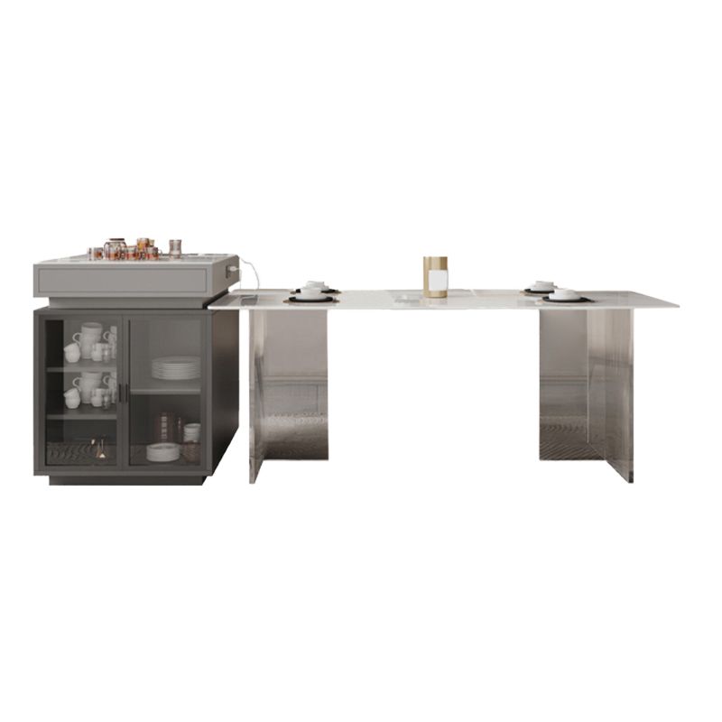 Sintered Stone Dining Table Rectangle Acrylic Base Dinner Table for Dining Room