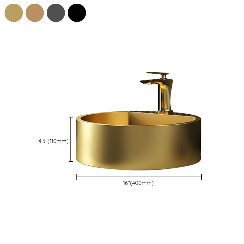 Modern Bathroom Sink Porcelain Pop-Up Drain Solid Color Round Vessel