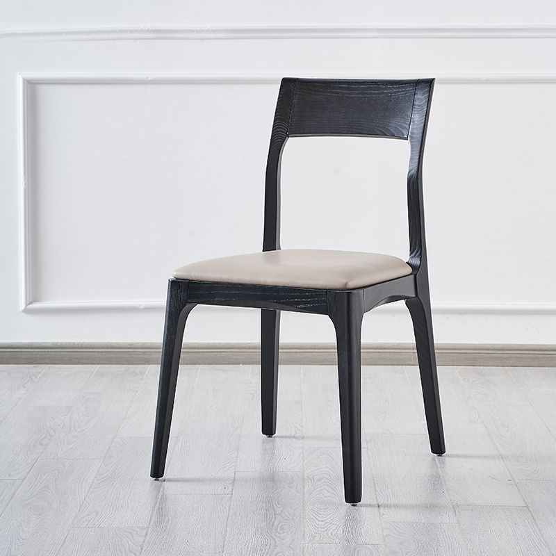 Silla de comedor de estilo escandinavo de madera, silla lateral de comedor acolchada con respaldo abierto para el hogar