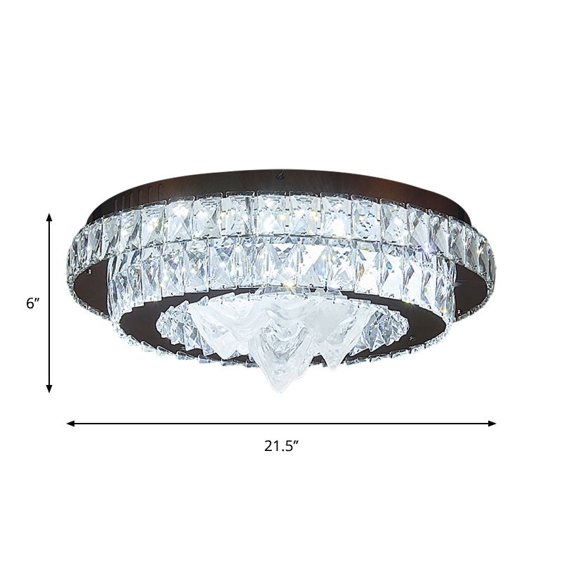 Simple Tiered Flush Mount Lamp Crystal Block LED Parlor Ceiling Light with Iceberg Design in Chrome