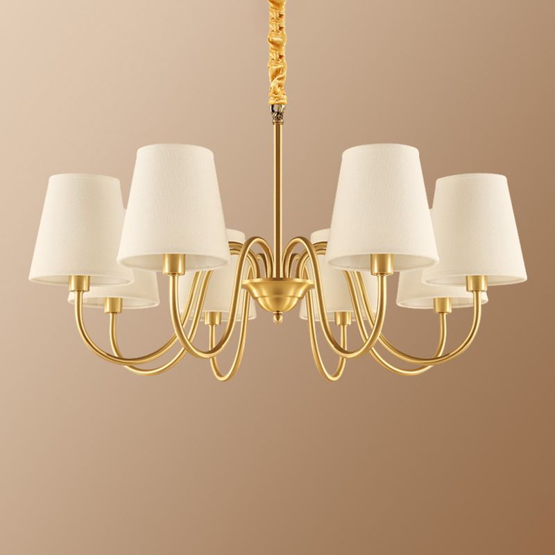 Metal Conical Hanging Pendant Light Traditional Dinning Room Pendant Chandelier in Gold