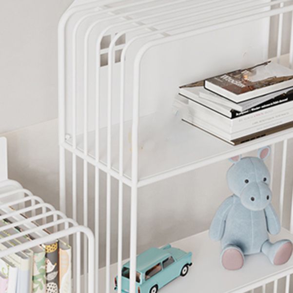 Contemporary Antique Finish Shelf Bookcase Metal Bookshelf with Shelves