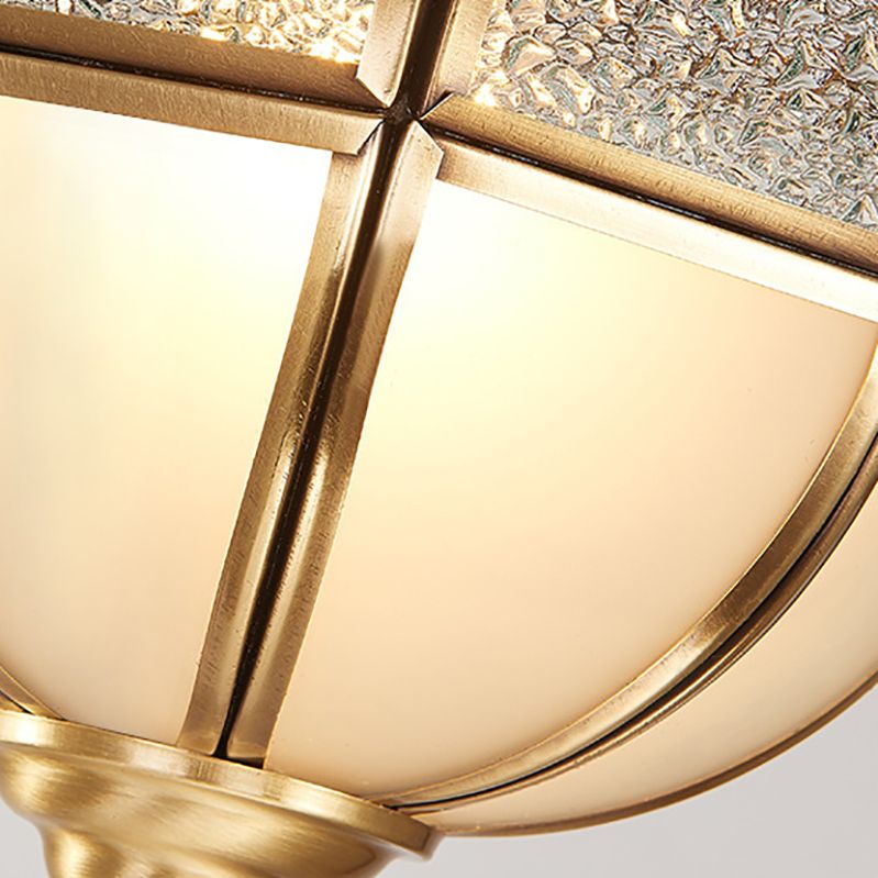 Schoolhouse Aisle Close to Ceiling Lighting Vintage Glass Brass Semi Flush Light