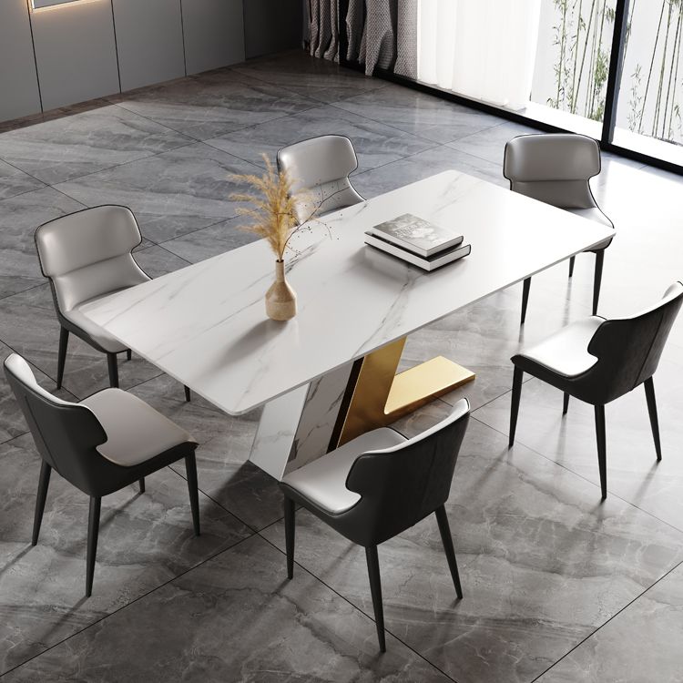 Glam Dining Table Set 1/4/5/7 Pcs Rectangle Dining Table with Wingback Chairs