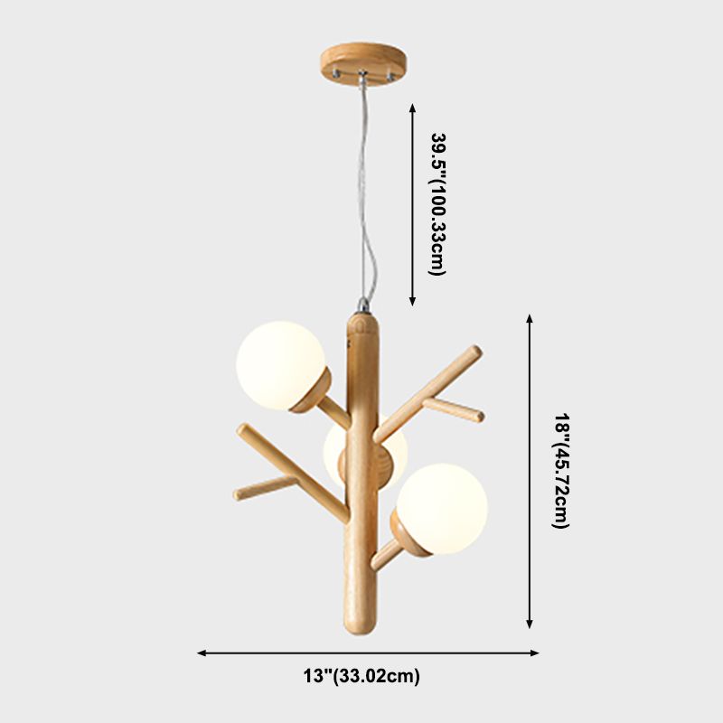 Wooden Chandelier Pendant Lamp Modern 3-Light Chandelier Light Fixtures for Living Room