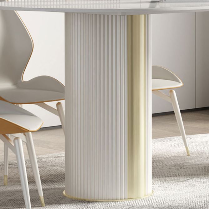 Oval Double Pedestal Furniture Luxury Style Stone Dining Room Collection