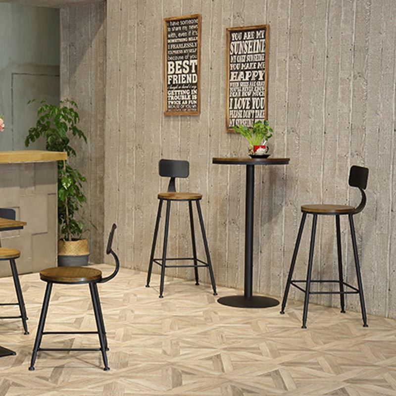 Industrial 1/3/4/5 Pieces Bar Table Set Round Pine Wood Counter Table with Stools for Cafe