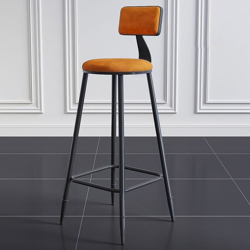 Modern Backrest Armless Counter Stool Iron Dining Room Bar Stool with Cushion and Pedal