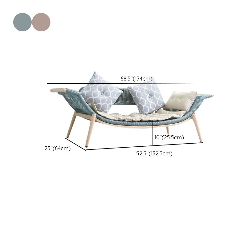 Modern Rattan with Arms Chaise Flared Arms with Legs for Bedroom Living Room