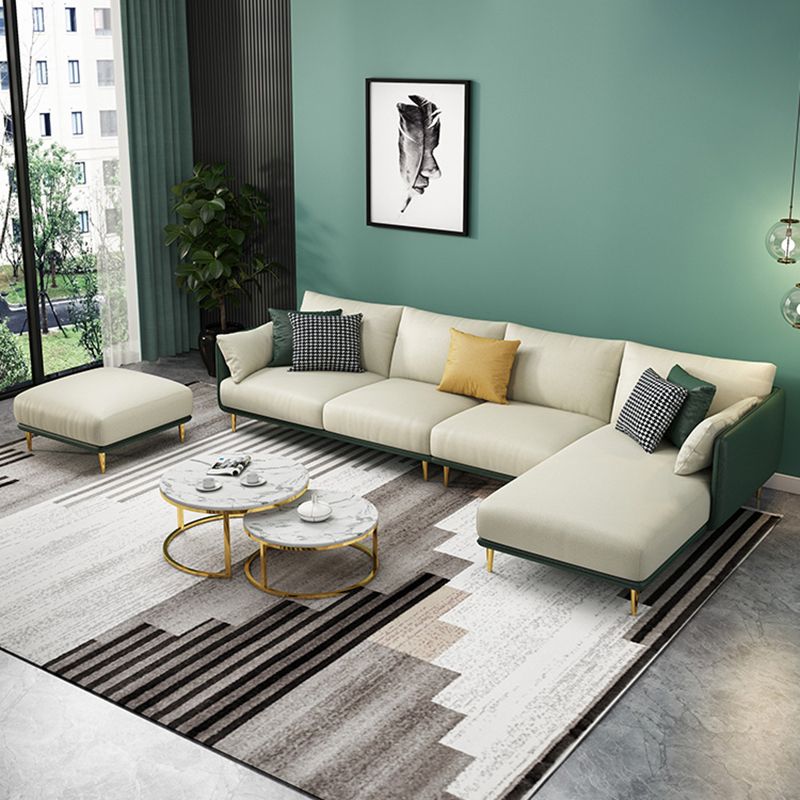 Glam Style 34.25 " H Faux Leather Square Arm Sofa & Chaise for Living Room