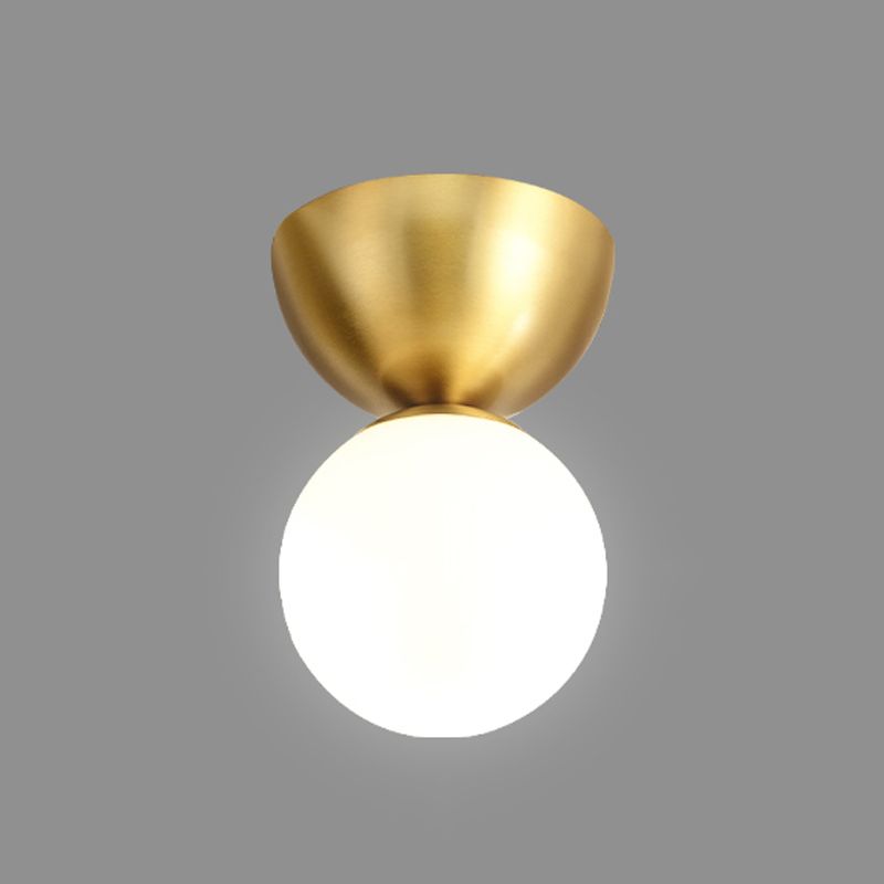 Glass Ball Shade Flush Mount in Black / Gold Brass Ceiling Flush