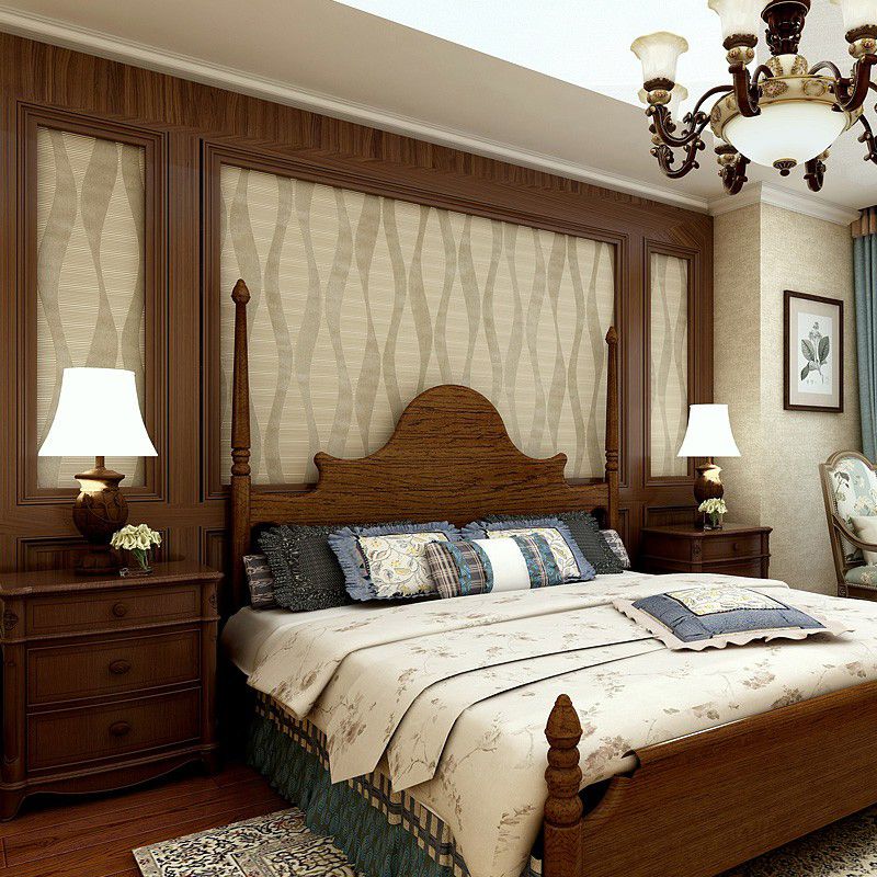 Non-Woven Textured Wallpaper Modern Style Ogee Printed Wall Decoration in Light-Yellow for Home