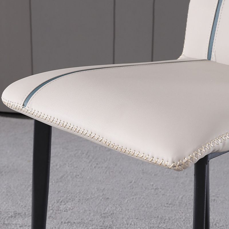 Industrial Armless Side Chairs Faux Leather Dining Chairs with Metal Legs