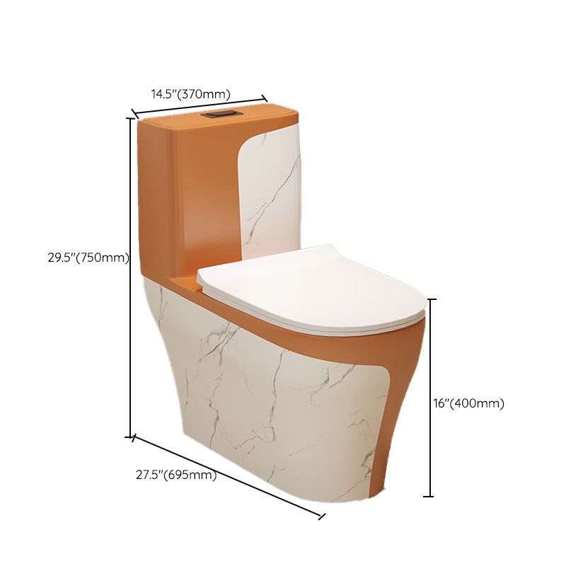 Traditional Orange Ceramic Flush Toilet Floor Mounted Urine Toilet for Washroom