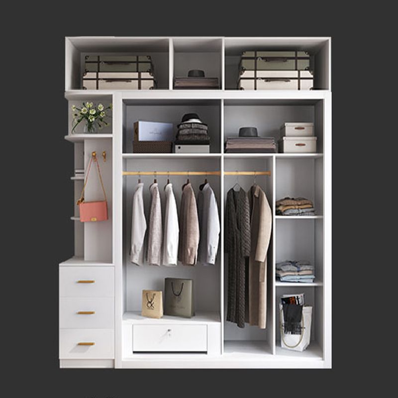 Contemporary Style Wooden Wardrobe Soft Close Door Wardrobe Closet with Drawer
