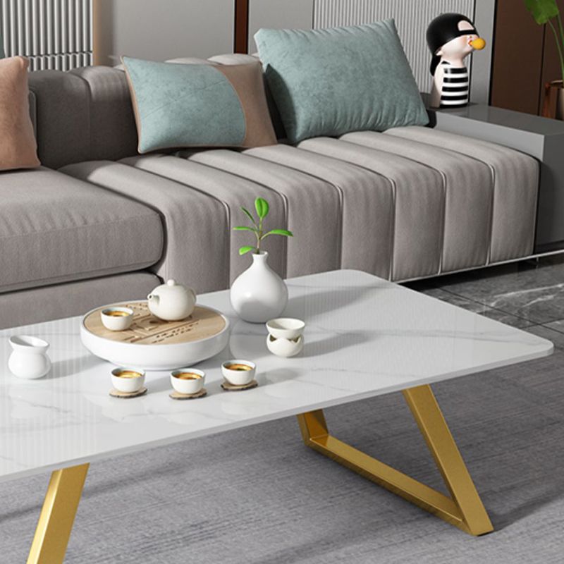17.7"Tall Sled Metal Base Rectangular Slate Table Top Coffee Table