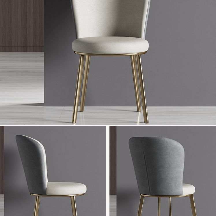 Scandinavian Style Leather Dining Chairs Solid Back Armless Dining Chairs for Home