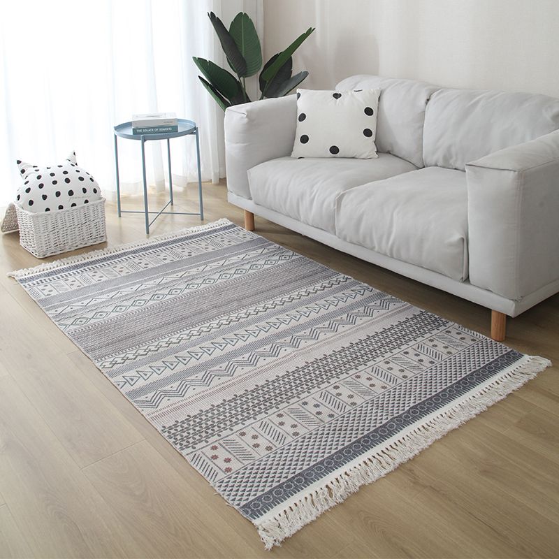 Casual woonkamer vloerkleed multi-gekleurde geometrische geprint gebied tapijt jute vlekbestendige handgemaakte binnendarbasis met kwastje